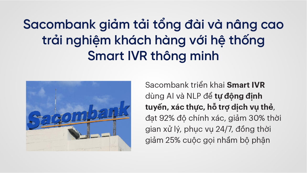 Sacombank giảm tải tổng đài và nâng cao trải nghiệm khách hàng với hệ thống Smart IVR thông minh