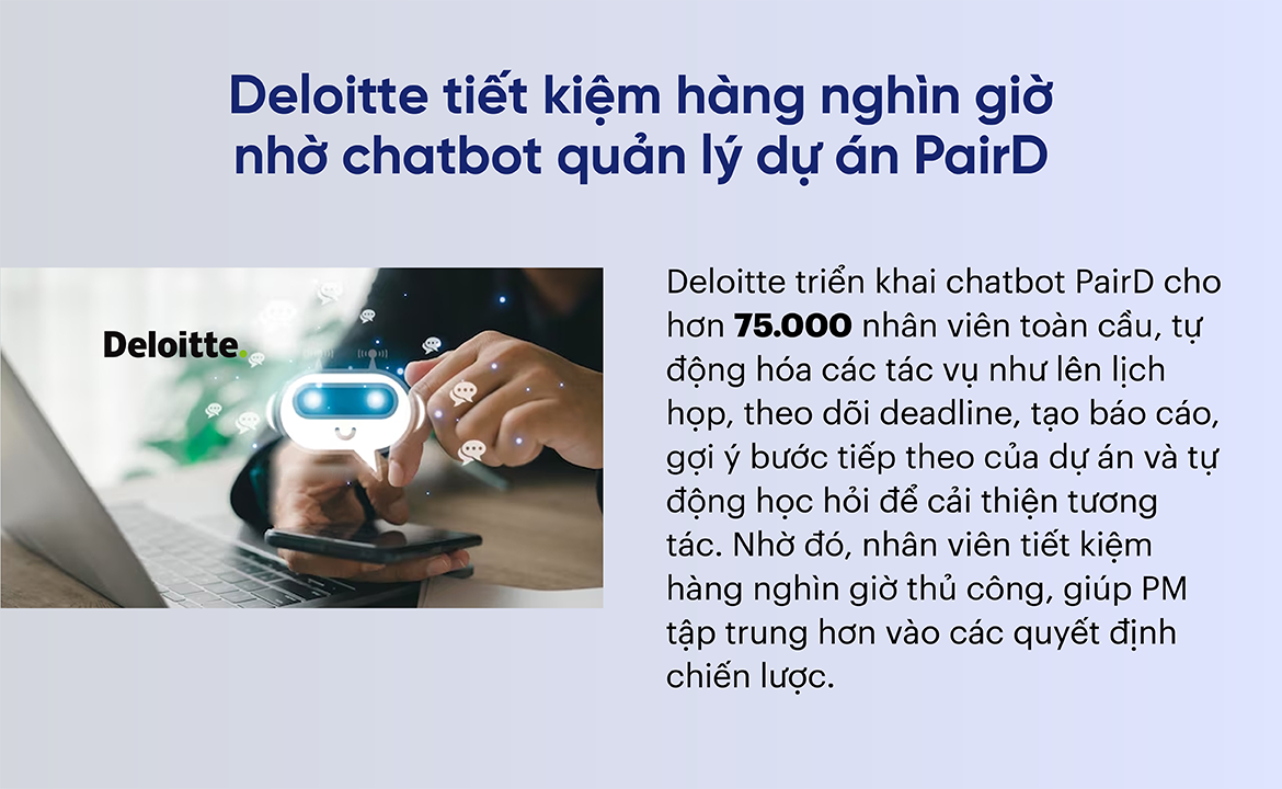 Deloitte tiết kiệm hàng nghìn giờ nhờ chatbot quản lý dự án PairD