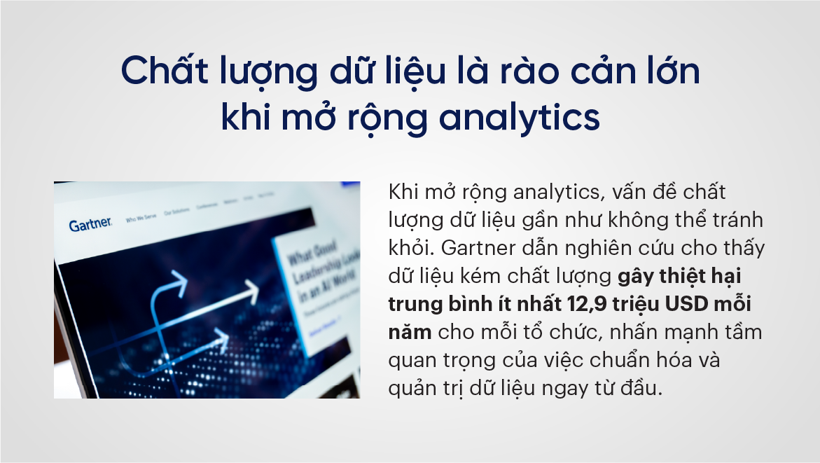 Chất lượng dữ liệu là rào cản lớn khi mở rộng analytics
