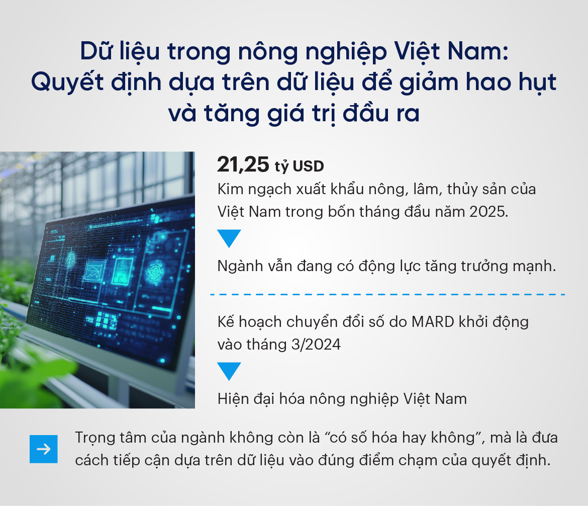 Dữ liệu trong nông nghiệp Việt Nam: Quyết định dựa trên dữ liệu để giảm hao hụt và tăng giá trị đầu ra